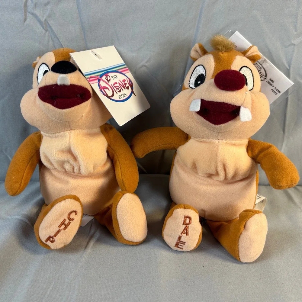 Disney‎ Store Chip and Dale Bean Bag Plush Set Vintage 8 inch New with Tags
